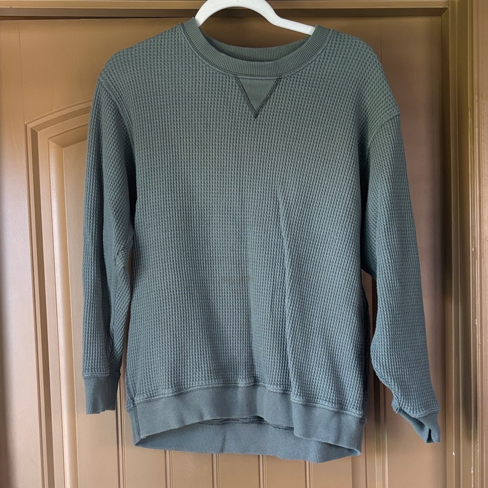 Aerie Medium Olive Green Waffle Knit Sweater